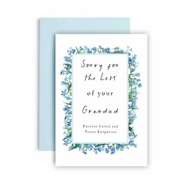 Huxters Sympathy Card for Grandad Condolences Thinking of You Losing Your Grandad Forget Me Not Flowers - 14.8cm (Grandad)