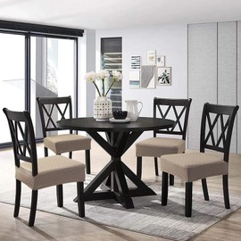 JUNZHE Diamond Grid Waterproof Chair Seat Covers for Dining Room Chairs, Stretch Dining Room Kitchen Chair Covers, Removable Washable Chair Seat Cushion Slipcovers (Khaki, 2 Covers)