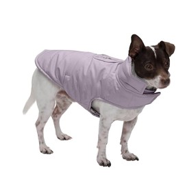 Furhaven Water-Repellent & Reversible XS Dog Coat, Washable & Reflective w/ Leash Access, Pocket, & Carry-On Purse - Puffer Dog Jacket - Lavender, Extra Small