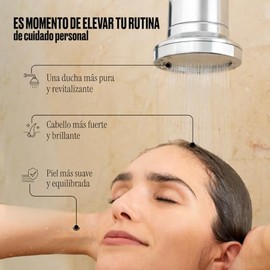 AUGA Cabezal de Ducha con Filtro Premium. Elimina Cloro y Metales Pesados. Mejora tu Piel y Cabello. Incluye Kit de Instalación. Mayor Presión de Agua
