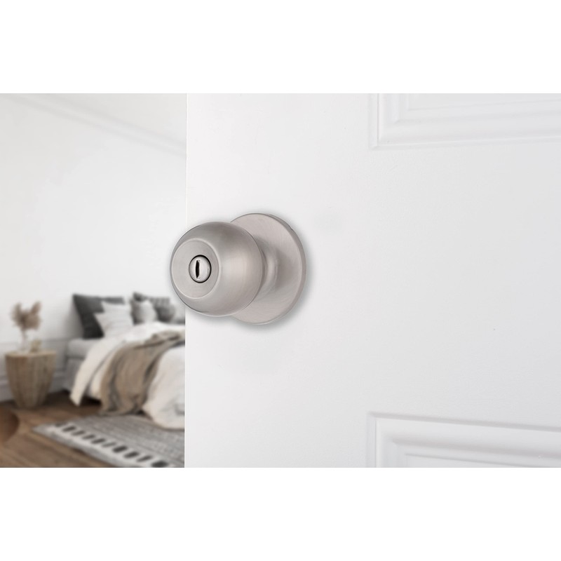 BRINKS – Transitional Privacy Locking Interior Ball Door Knob, Satin