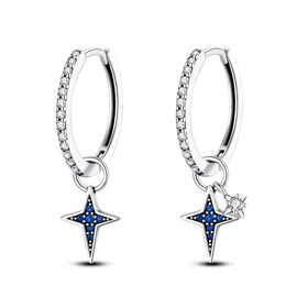 CHENYUTE Dangle Earrings 925 Sterling Silver for Women Hoop Earrings Cubic Zirconia Star Earrings Butterfly Earrings Gifts for Women