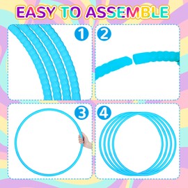 WinnerWhy 2 Pcs Toy Hoop Exercise Hoop Detachable Adjustable Plastic Toy Ring Playground Equipment for School Colored Circles Exercise Ring for Teens Dog Agility Equipment(Blue,26 Inch)
