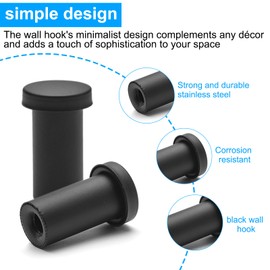 Pack of 6 Coat Hooks Black Round Matt Hooks Coat Hooks Black Towel Hooks Wall Hooks Coat Hooks Acoustic Panels Wardrobe Wall Hooks Acoustic Panels Hooks Coat Hook for Kitchen Bedroom