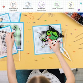 La Manuli Iron-On Beads Set of 4500 Beads 5 mm Midi Size (22 Colours) with Pegboards, Templates and Accessories, Fuse Beads Kit for Boys and Girls from 6 Years