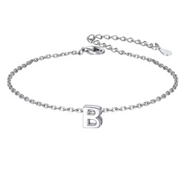 ChicSilver Dainty Initial Bracelet 925 Sterling Silver Bracelet Minimalist Letter Bracelet for Women Bracelet with Initial B Alphabet Jewelry