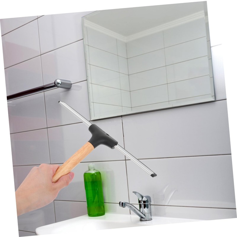 VICASKY Wooden Handle Glass Squeegee Multi Purpose Cleaning Tool for