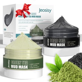 jeosisy Face Clay Mask-Facial Dead Sea Mud Mask,Green Tea Mud Mask,Purifying Pore,Remove Blackheads,Control Oil,Anti Aging,Travel Size Mother's Day Gift Sets for Women and Men-2.8Oz*2