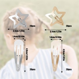 Snap Hair Clips, 80 Pcs Star Hair Clips Non-Slip Metal Hair Clip Barrettes BB Hairpin Y2K Hair Accessories for Children Women Girls (Silver+Gold)