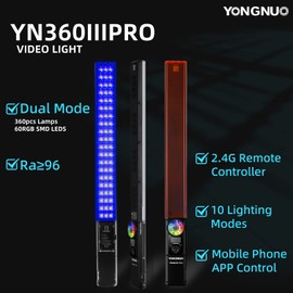 YONGNUO YN360III PRO YN360 III PRO LED Video Stick Ice Light 2.4G Remote Control Touch RGB Full Color CRI 95+ App Support 5600K Color Temperature