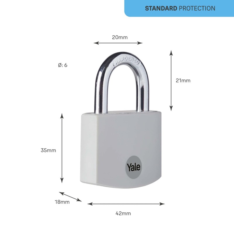 Yale - YE3B/38/119/1/GR Standardsicherheit 38 mm Aluminium Vorhängeschloss - Grau