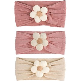 Baby Girl Headbands Bows Turban Knotted Nylon Newborn Headbands, 3pcs Soft Elastic Baby Knotted Headbands, Baby Bows Knotted Nylon Newborn Head Bands,Baby Turban Headband Head Wrap Knotted Hair Band