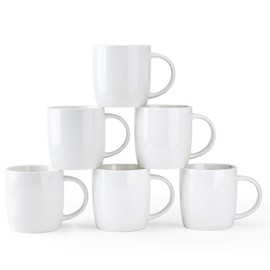 GBHOME 12 OZ Off White Coffee Mugs Set, Porcelain Coffee Mugs Set of 6 with Large Handle for Man, Woman, Light Weight Coffee Mugs for Latte/Cappuccino/Cocoa/Milk, Dishwasher & Microwave Safe