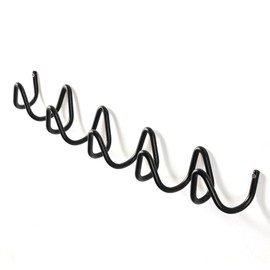 FKLOYP Black Wall Mounted Coat Rack, Decoration Wave Shaped Wall Hooks, Multi-Purpose Hooks for Coat, Hat, Bag, Umbrella, Heavy-Duty Metal Rail for Bedrooms, Living Rooms, Bathrooms(19.69" x 2.56")
