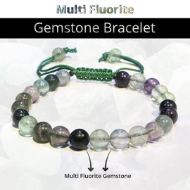 Rainbow Fluorite Bracelet – Healing Crystal Bracelet for Women, Men – Chic Gemstone Bracelet for Men and Women – 8mm Round Bead Bracelets for Spiritual Healing, Protection, Positive Energy