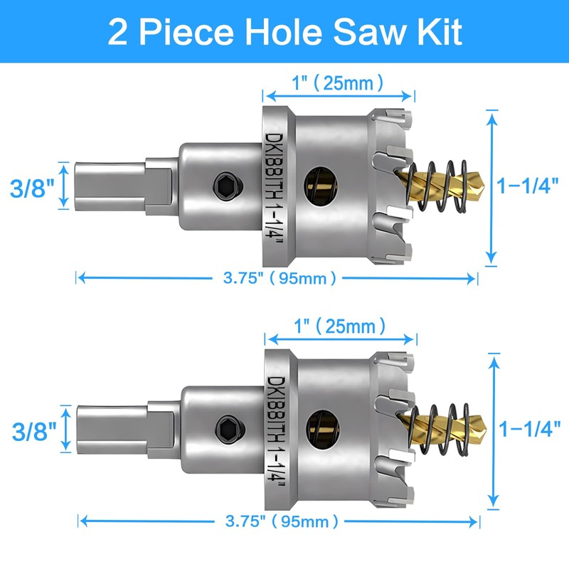 TCT Hole Saw Set, 2-Pack of 1-1/4" (32mm) Heavy Duty