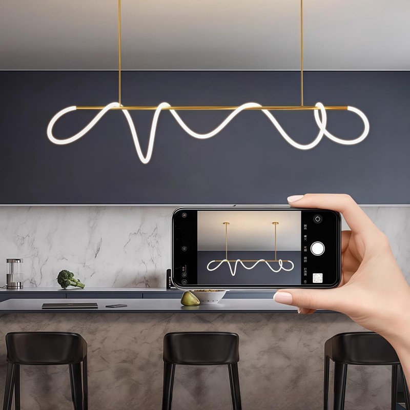FBFC Modern LED Linear Pendant Light, DIY 59 inch Gold