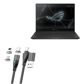 BoxWave Cable Compatible with ASUS ROG Flow X13 (GV301) - MagnetoSnap PD AllCharge Cable (100W), Magnet Charging Braided USB Type-C Micro - Jet Black