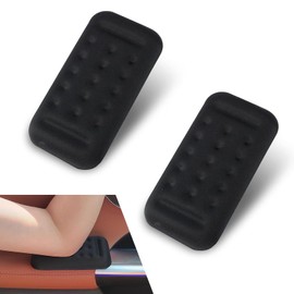Sumjig 2 PCS Car Armrest Elbow Pad, Memory Foam Material Filled Non-Slip PU Bottom Sweat-Absorbent Breathable Vehicle Elbow Support Pad, Multi-Function Accessory, Suitable for Most Cars (Black)