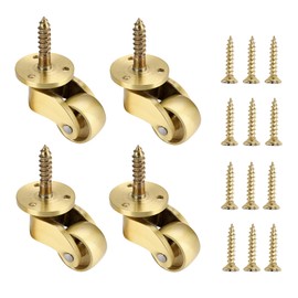 IGNPION Set of 4 Solid Brass Universal Castors 360°Swivel Furniture Wheels 22mm Furniture Casters