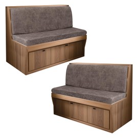 Oloepfo 4PCS Leather Look RV Dinette Cushion Covers, Stretchable Camper Cushion Covers Washable Rv Seat Covers Furniture Protector Rv Covers with 2 Grey Backrest Cover & 2 Bench Cover