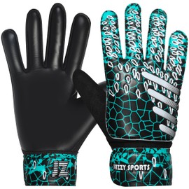 Jazzy Sports Soccer Goalkeeper Gloves for Kids Youth & Adult Funky Football Goalie Gloves with Double Wrist Protection 4MM Latex Palm (Aqua, Size 7 Suitable for Size S-M Adult)