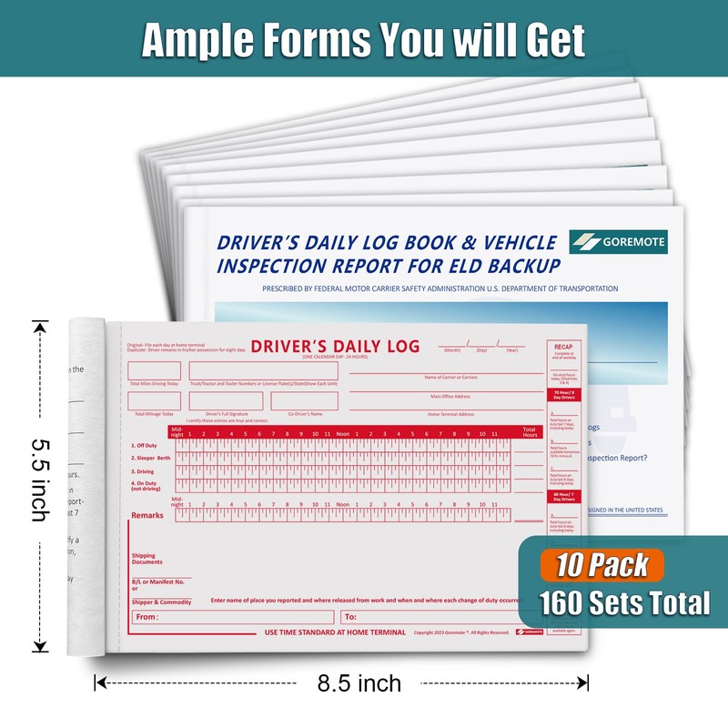 ELD Backup Driver Log Book with Detailed Drivers Vehicle Inspection