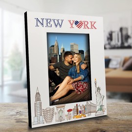 BELLA BUSTA-New York City Picture frame-Wedding, Engaged, Honeymoon, Vacation in New York- UV Print New York symbols Design set (5x7 Vertical)