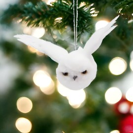 Kurt Adler 8" Majestic Flying White Owl Christmas Ornament, Styrofoam & Polyester, C2555
