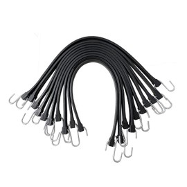 ROBLOCK 21" Rubber Tarp Straps with 150% Max Stretch, 100% EPDM Bungee Cords with Metal Crimped S Hooks, Ideal for Securing Tarps, Cargo, Canvases, Weatherproof (10 Pack)