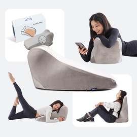 Vesta Unibody Wedge Pillow for Lying on Stomach, Ideal for Workouts, Relaxation, or Meditation, Memory Foam Proning or Backrest Pillow, Adaptable for Sitting, Reclining, and Stretching - Space Grey