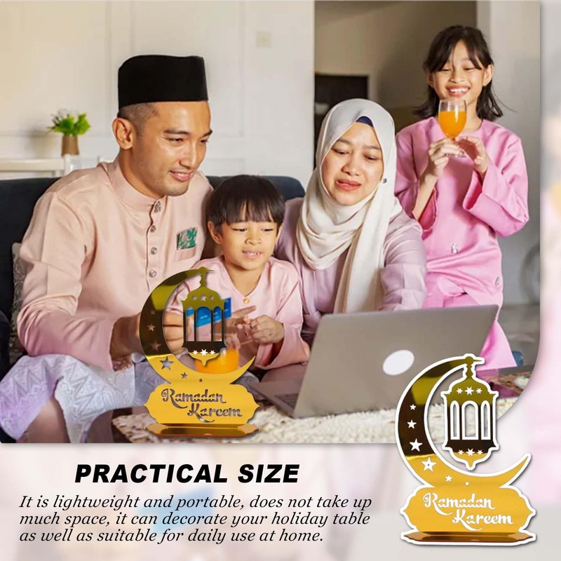 Golden Ramadan Decoration - Classic Ramadan Kareem Acrylic Table Decoration