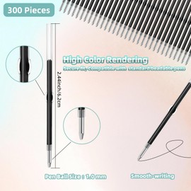300 Pack Beadable Pens Refills Bulk - Black Ink Ballpoint Pen Refill, Smooth Writing Ink Refills for DIY Pen Making, Beaded Pens Supplies with Storage Box for DIY Lovers, Teachers