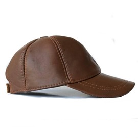 100% Real Genuine Lambskin Leather Baseball Cap Hat Sports Visor (Dark Tan)