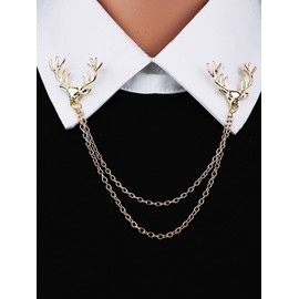 Lapel Pin for Men Tassel Chain Pin Brooch for Men Women Punk Wolf Head Bee Collar Chain Brooch Pins for Sambas Animal Collar Pins for Suit Accessories Men