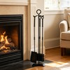 30in Fireplace Tool Set with Stand 4 Pcs Solid Manganese
