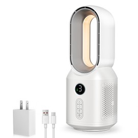 Desk Fan,13 Inch Portable Bladeless Fan, Small Quiet Office Fan with 106° Oscillating, 3 Speeds & Night light, LED Display, Button Control, Personal Table Fan for Bedroom, Office, Home, Study Room