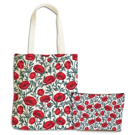 XLRSDF Aesthetic Flower Cosmetic Bags for Women Girls Sister Mom Plant Lovers Canvas Tote Bag Makeup Bag, Reusable Grocery Bags with Inner Pocket for Shopping Birthday Christmas Graduation Friendship