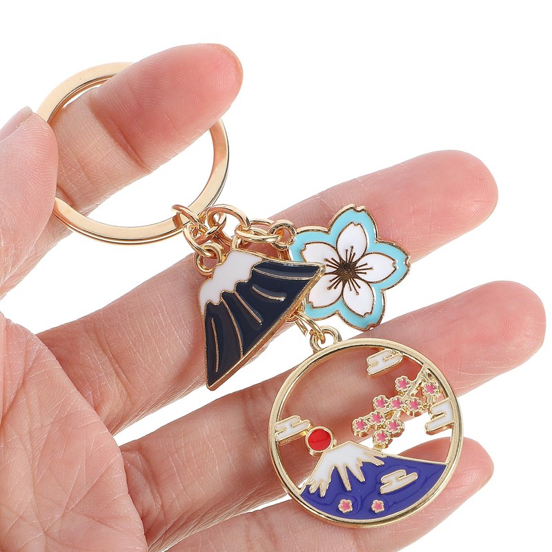 CALLARON Keychain Ring, Mt. Fuji Cherry Blossom Amulet, Stylish, Set