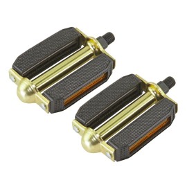 F&R BlCYCLE BLOCK PVC PEDALS 507 COMPATlBLE WlTH 1/2 CRANK BLACK/GOLD,
