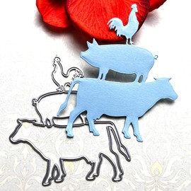 Pig Cow Chicken Metal Cutting Dies Stencils for DIY Scrapbooking Decorative Embossing Paper Cards Template Decor Die Cut Metal Cutting Dies Clearance Die-Cutting and Embossing