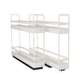 Finnhomy Pull Out Spice Racks for Inside Cabinets, Vertical Spice Rack Pull Out, Seasoning Organizer, Spice Organizer, 2.16" W × 10.39" D × 9.76" H, 2 Drawers & 2 Tiers, 2 Pack, Light Gray