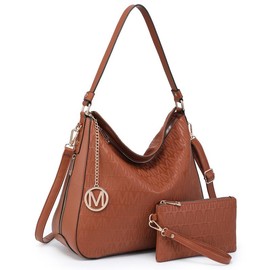 MARCO M KELLY Large Hobo Purses and Handbags for Women with Wallet - Vegan Leather Shoulder Crossbody Bag - Color: Brown
