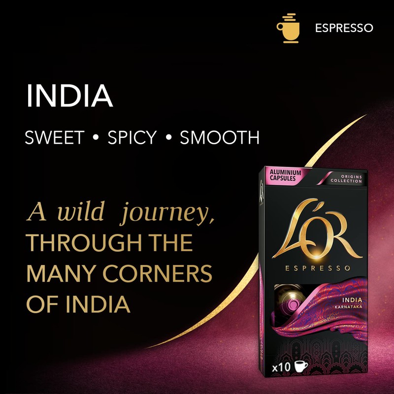 L'OR Origins India Intensity 10 Nespresso Compatible Coffee Pods (Pack