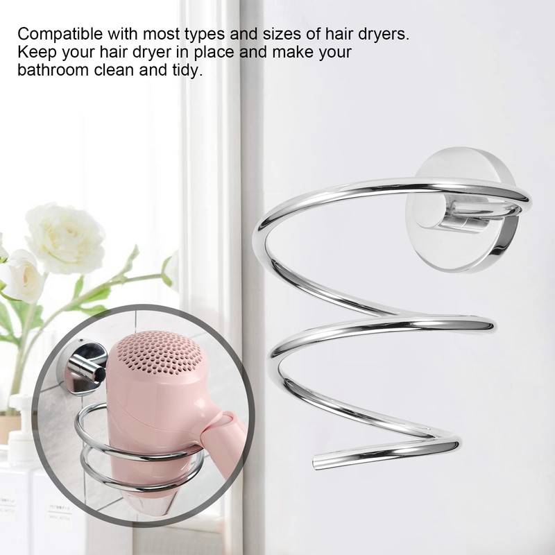 WallMounted Hair Dryer Holder Hairdressing Blower Bracket Bathroom Shelf Storage