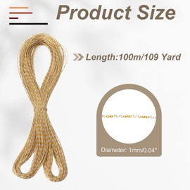 sourcing map Metallic Cord,1mmx100m Gold,Silver Ornaments Strings Metallic Non Stretch Thread Tinsel Rope Christmas Ribbon for Gift Wrapping,Jewelry Making, DIY Crafts