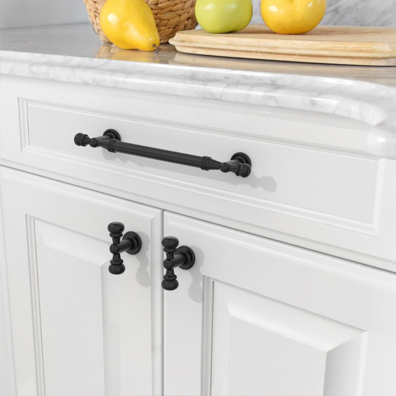 Amerdeco 10 Pack Matte Black Cabinet Pulls 5 Inch(128mm) Hole