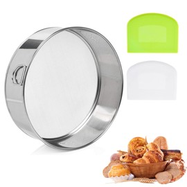 Flour Sifter,Small Flour Sifter, Tamis Mini Flour Sifter,Stainless Steel tamis strainer, Hanging Ring Design, with 2Pcs Dough Scraper, Flour Sieve, Sieve Fine Mesh,Best Baking Lovers' Gift