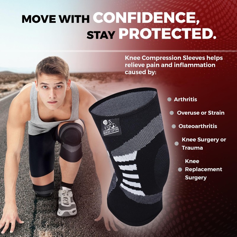 Nordic Lifting Knee Compression Sleeves (1 Pair) - Support for