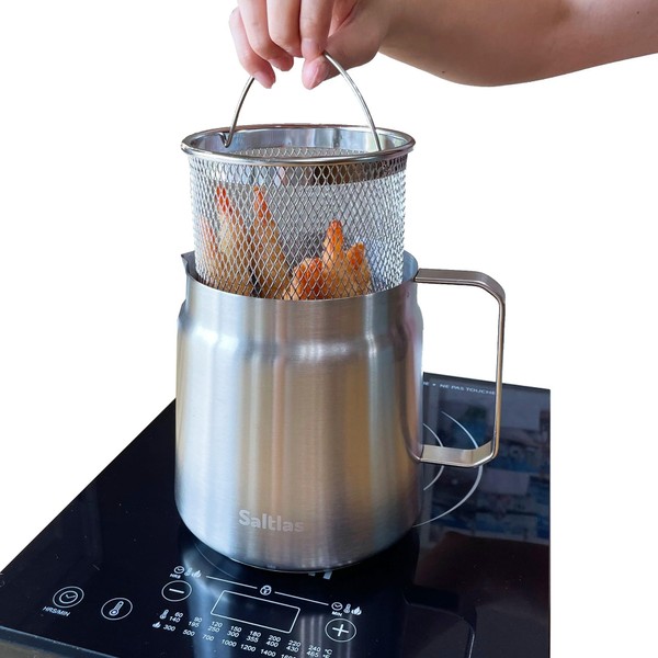 Saltlas Deep Fryer Pot with Basket and Oil Strainer, 304